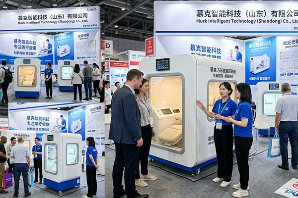 En direct de l'exposition : présentation de la technologie intelligente Muke à l'exposition internationale sur la santé et le bien-être ; Les chambres à oxygène à haute pression et les tiges génératrices d’oxygène suscitent un regain d’intérêt des distributeurs.